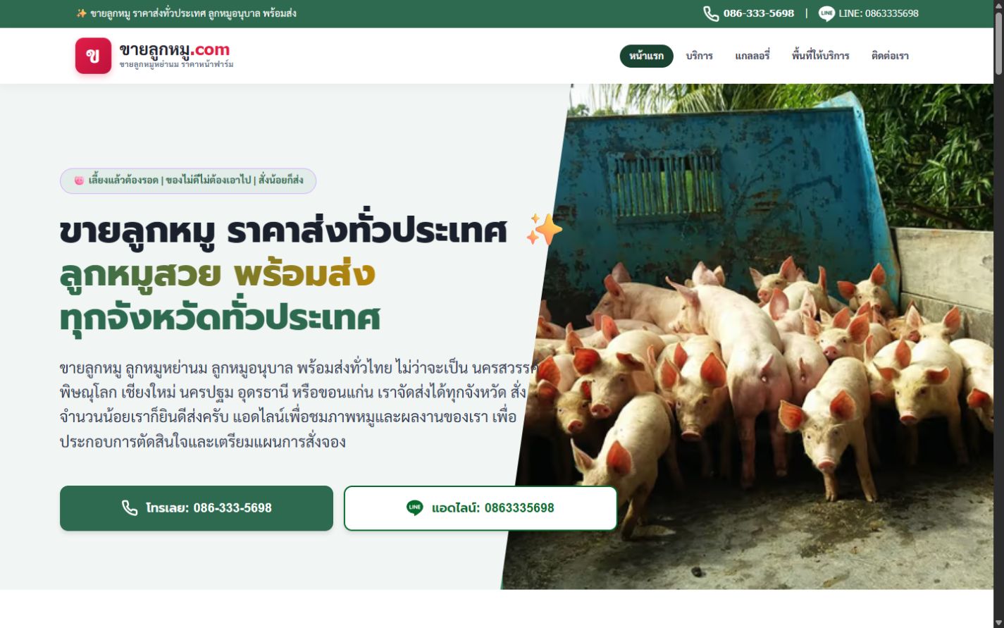 ผลงานเว็บไซต์ ขายลูกหมู บนคอมพิวเตอร์