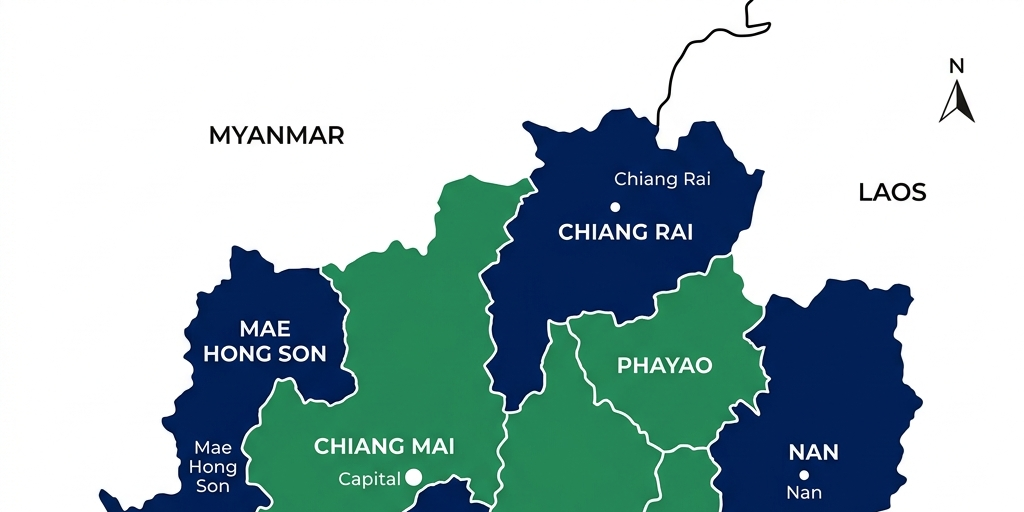 แผนที่ประเทศไทย ภาคเหนือตอนบน
