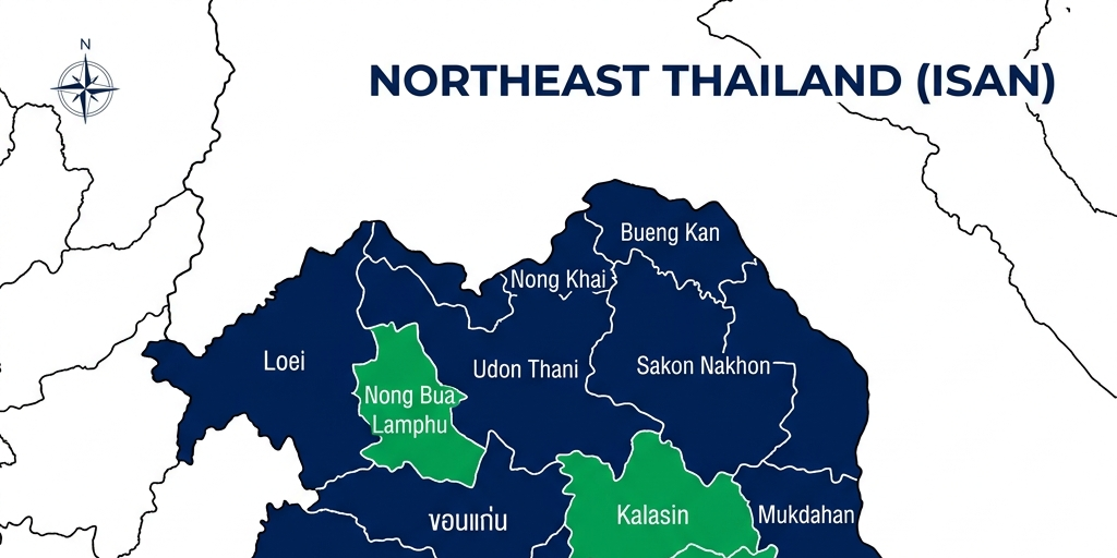 แผนที่ประเทศไทย ภาคอีสานตอนบน