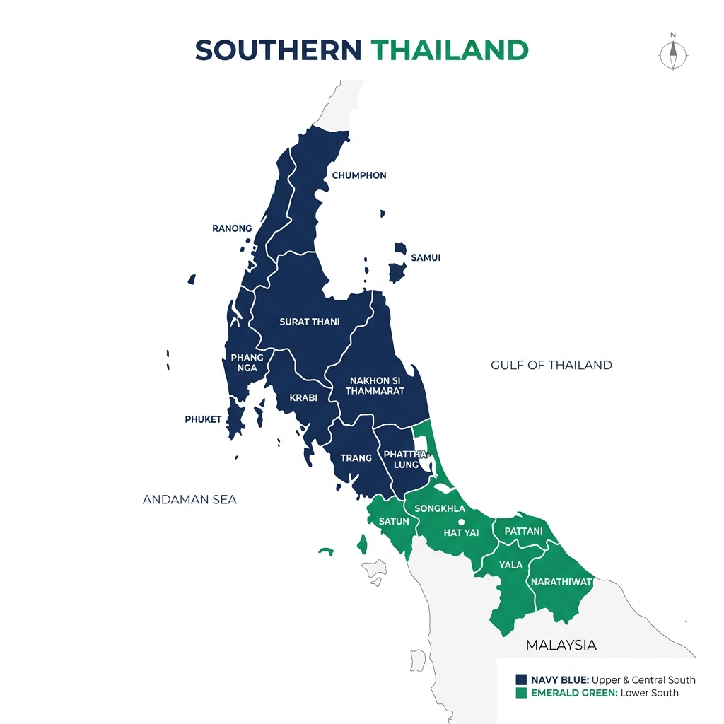 แผนที่ประเทศไทย ภาคใต้