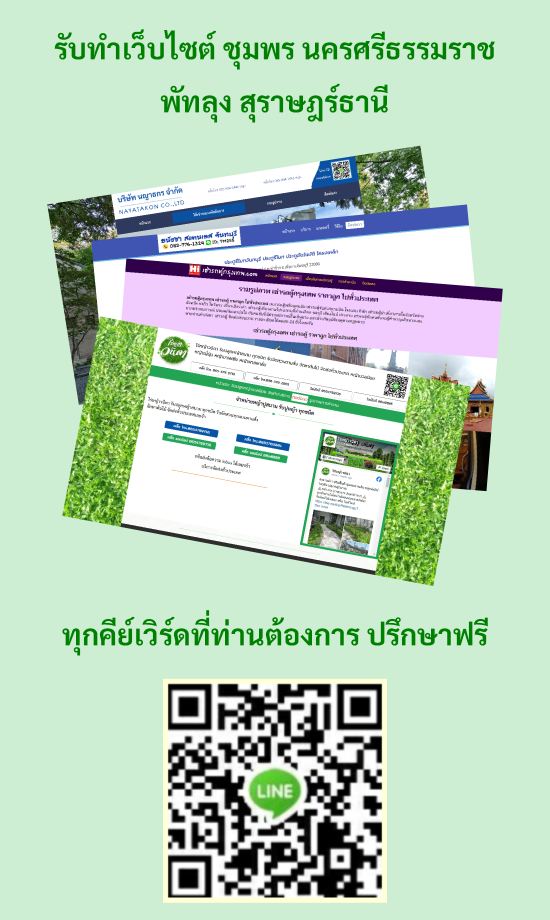 รับทำเว็บไซต์ ชุมพร นครศรีธรรมราช พัทลุง สุราษฎร์ธานี​